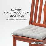100% Cotton Seat Pads Plain Chair Cushions For Dining Room, Kitchen, Or Outdoor Garden Use | Set-of-4 | Grey