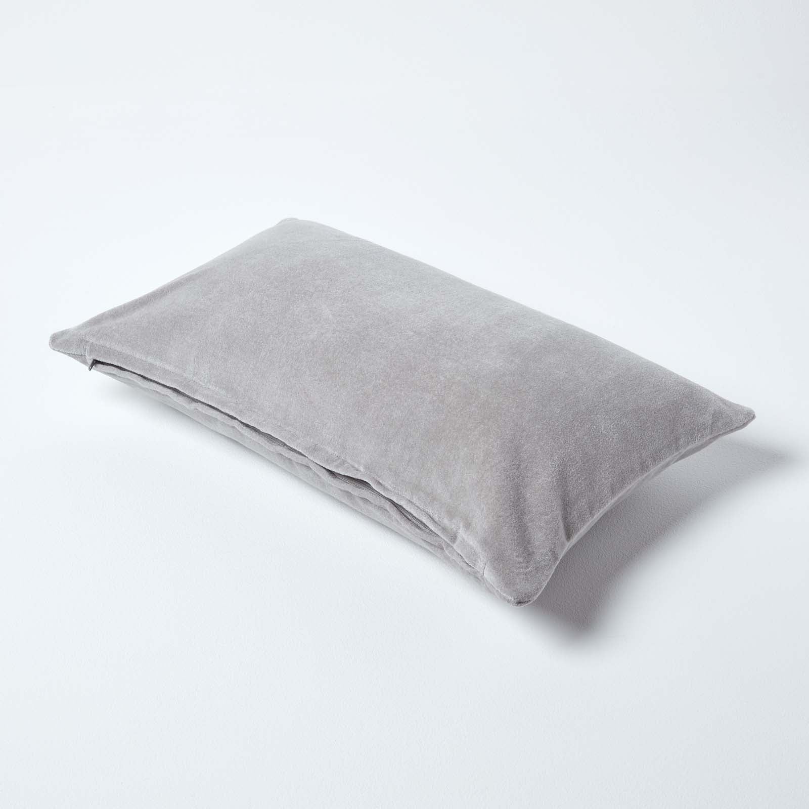Luxury Cotton Velvet Cushion Cover | 30cm x 50cm | Light Grey