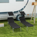 Black Foldable Sun Lounger Set Of 2