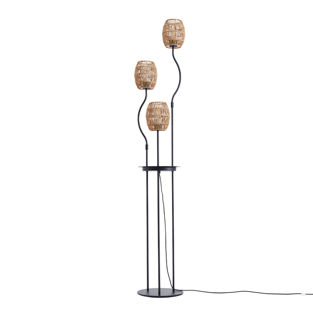 Breeins 3-light Braid Lampshade E27 Tray Table Floor Lamp
