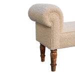 Solid Wood Boucle Cream Bench