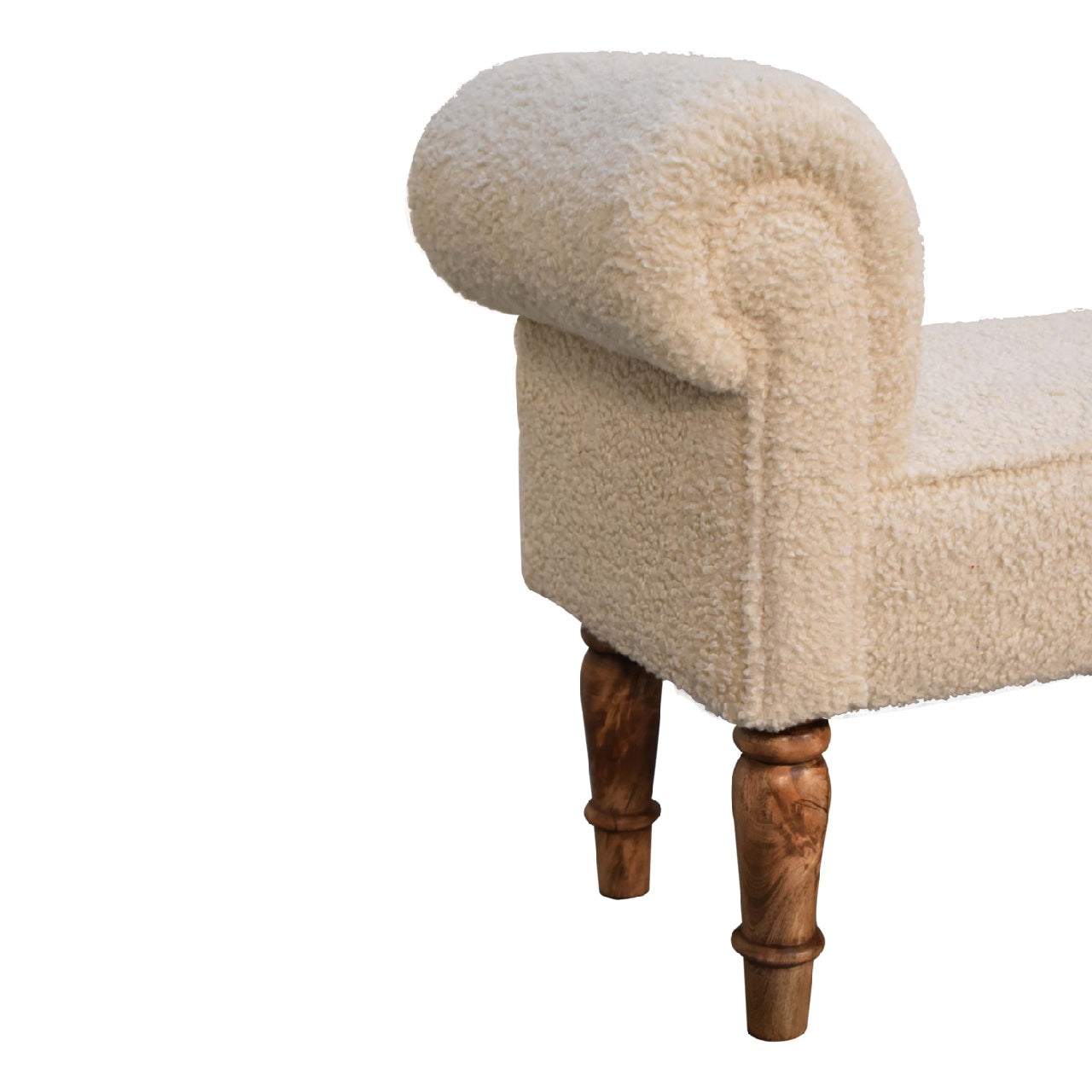 Solid Wood Boucle Cream Bench