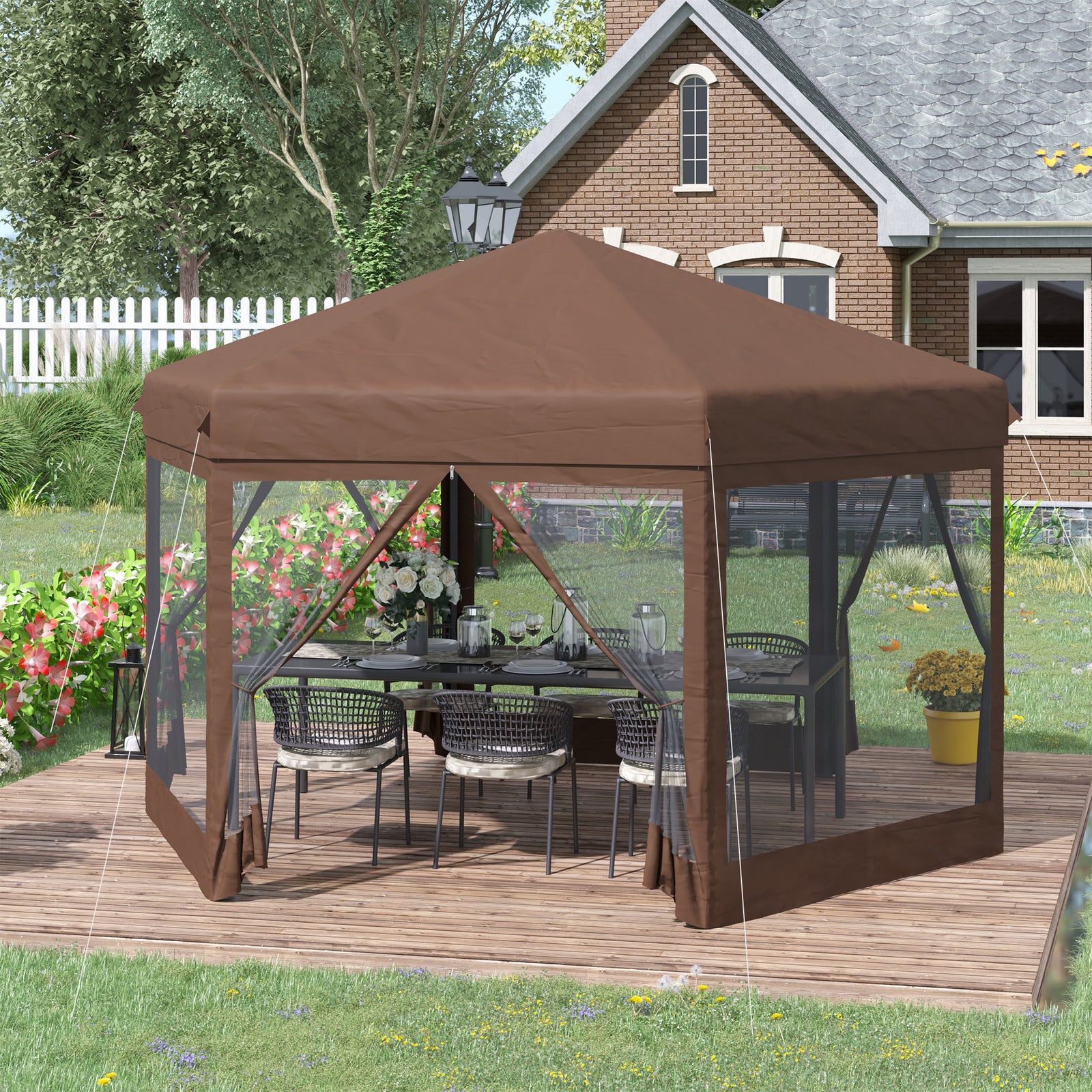 4x4m Garden Gazebo Tent Outdoor Metal Adjustable Sunshade