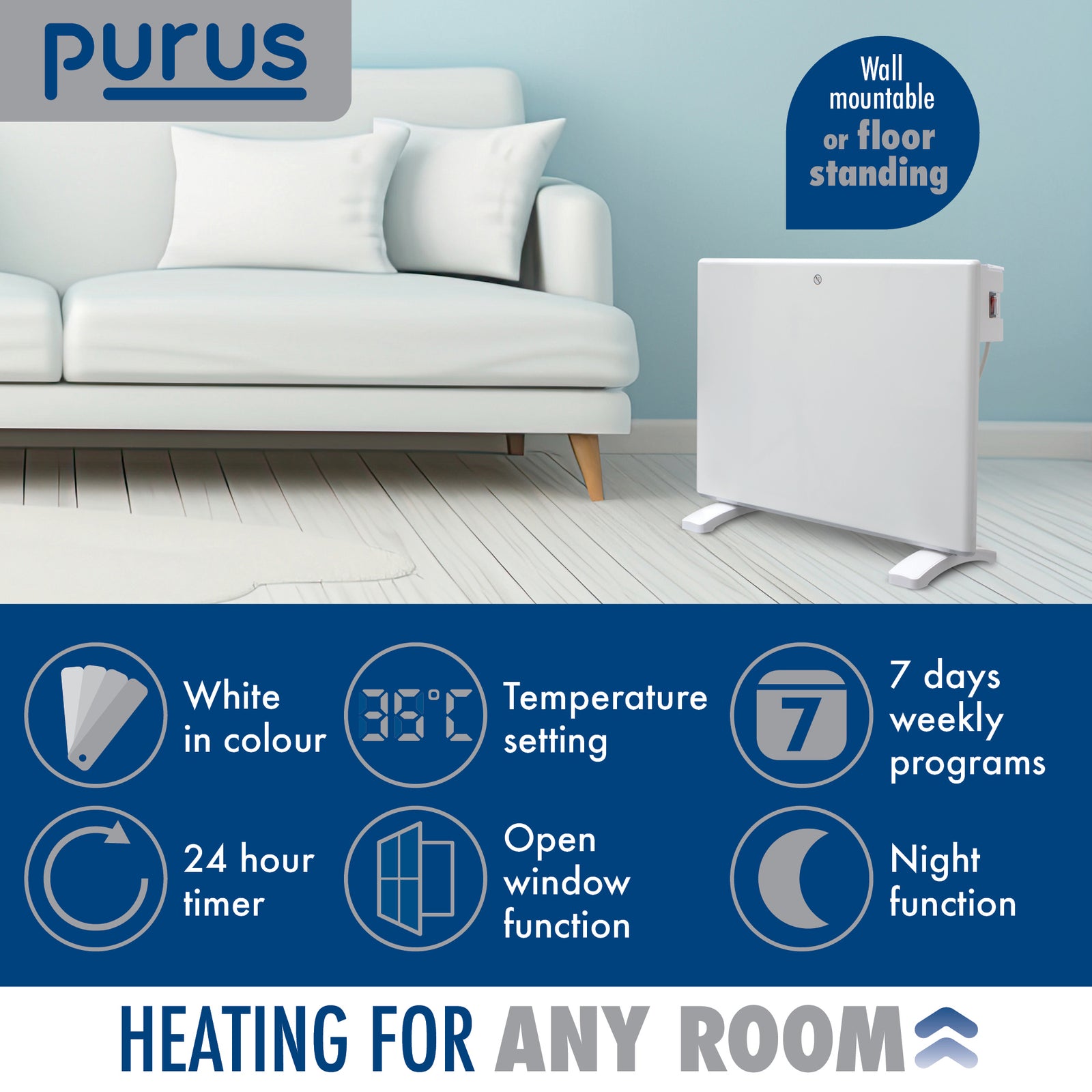 Electric Radiator Panel Heater Eco Bathroom Safe Wall Mounted Or Floorstanding Timer Thermostat Lot 20 | 600w | White