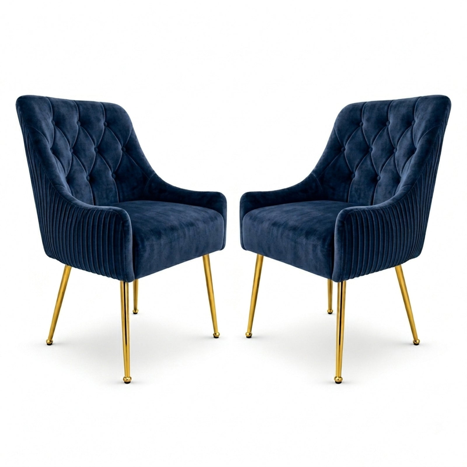 Dining Chairs Upholstered Tufted Velvet Kitchen Chairs | Set-of-2 | Blue