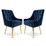 Dining Chairs Upholstered Tufted Velvet Kitchen Chairs | Set of 2 | Blue