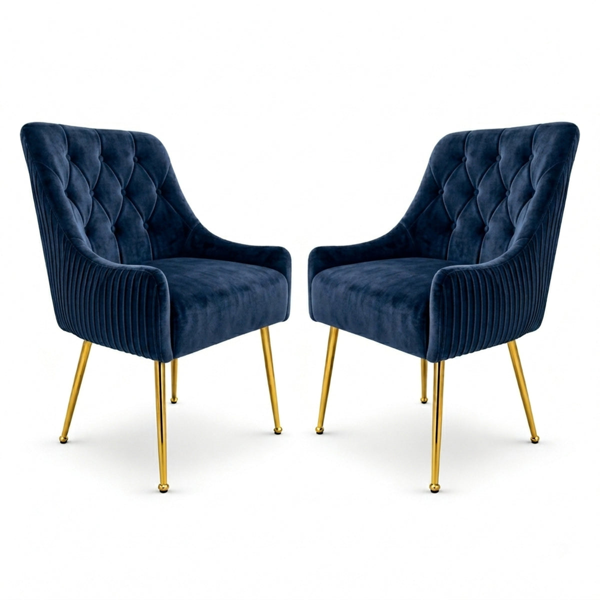 Dining Chairs Upholstered Tufted Velvet Kitchen Chairs | Set of 2 | Blue