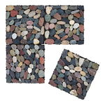 6pcs Interlocking Natural Stone Deck Tiles, 30x30cm Square Outdoor Patio Flooring, Durable Garden Pathway & Poolside Tiles | Multi Colour