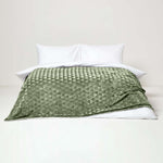 Geometric Triangle Velvet Throw | 130cm x 160cm | Sage Green