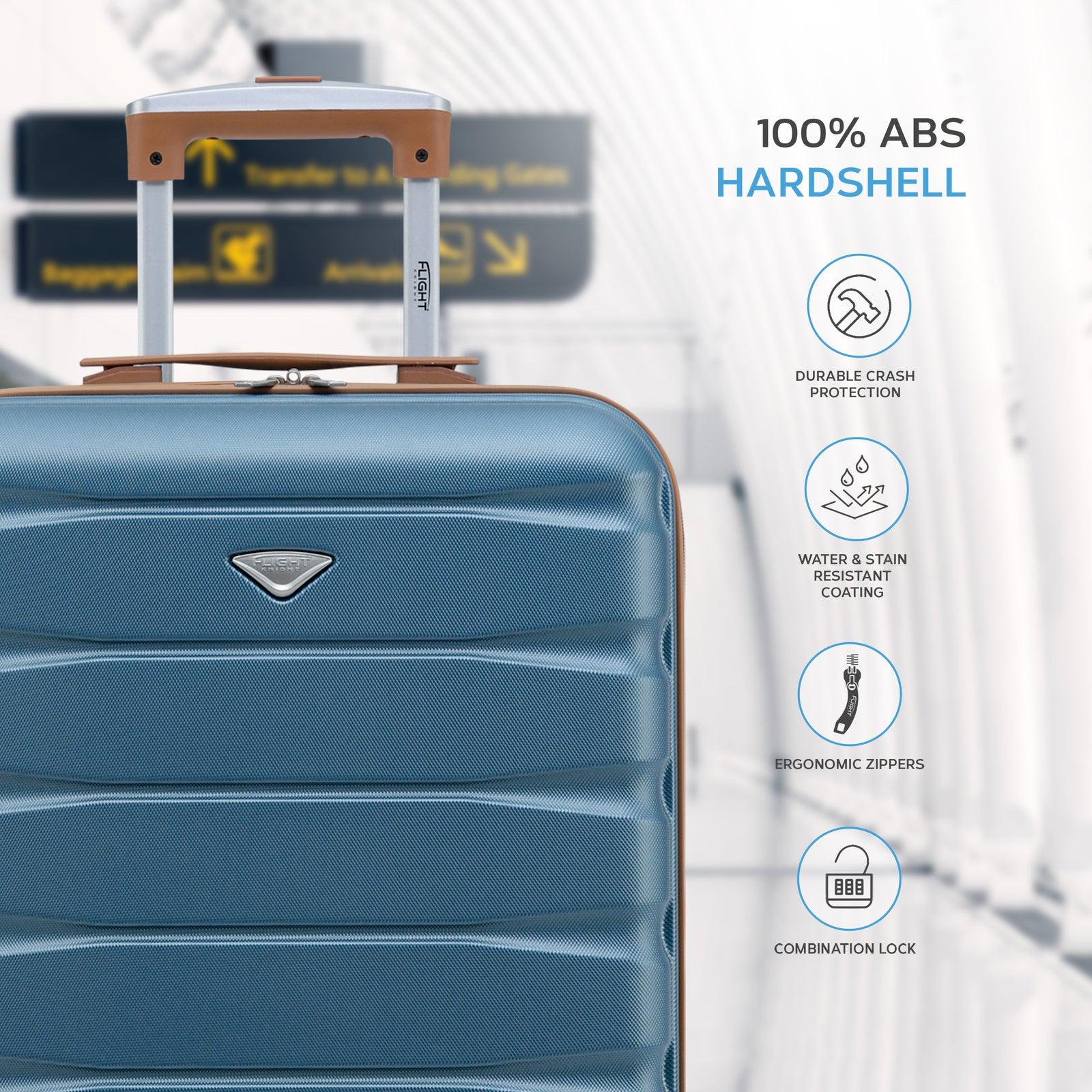 55x40x20cm Lightweight Luggage Hard Shell Cabin Suitcase 60+ Airlines Approved - Carry On Case - 4 Wheels | 55 x 40 x 20cm | Blue