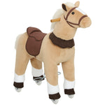 AIYAPLAY Plush Rocking Horse With Rolling Wheels For 3-5 Years, Brown