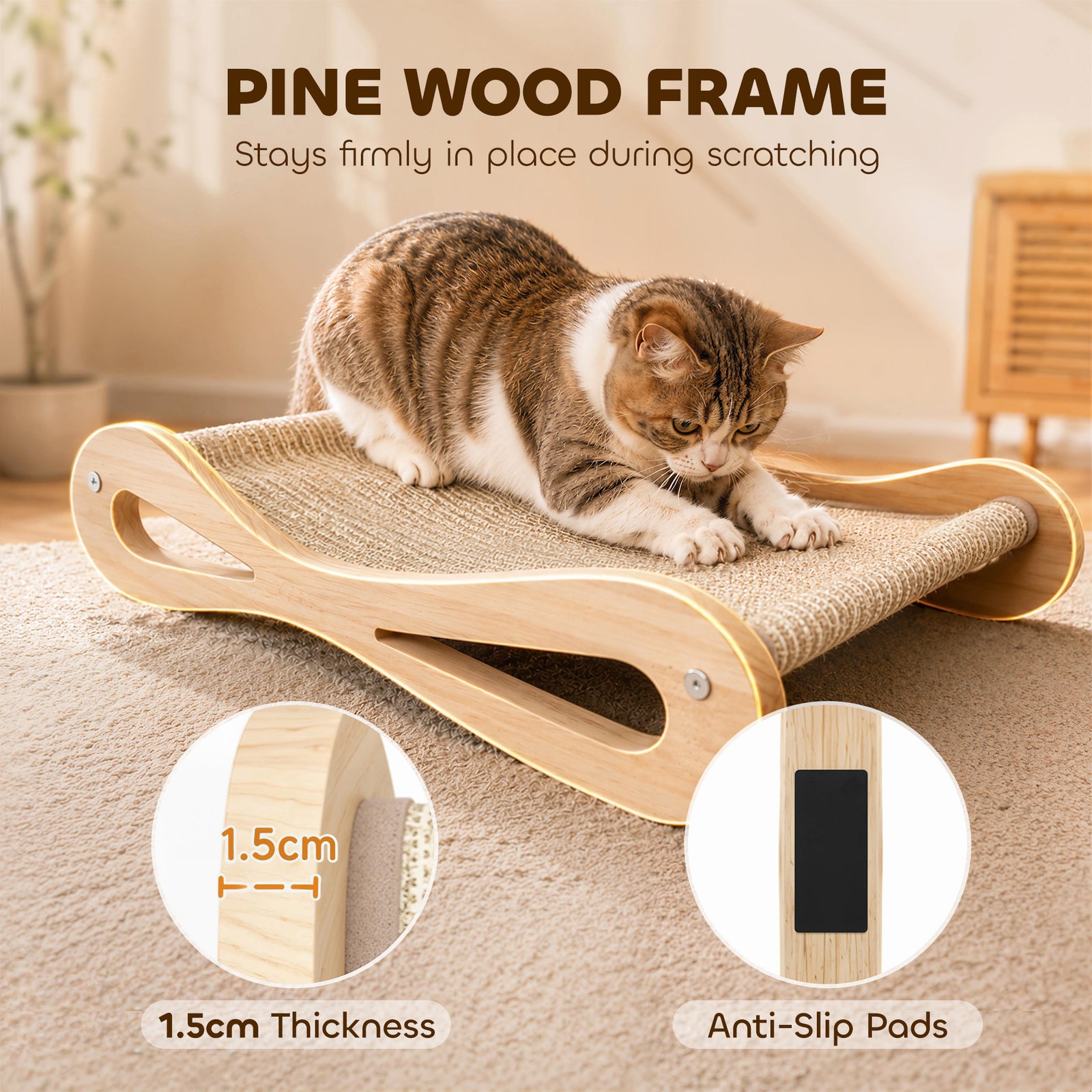 PawHut 2 In 1 Sisal Cat Scratcher Bed Cat Scratching Board And Lounger