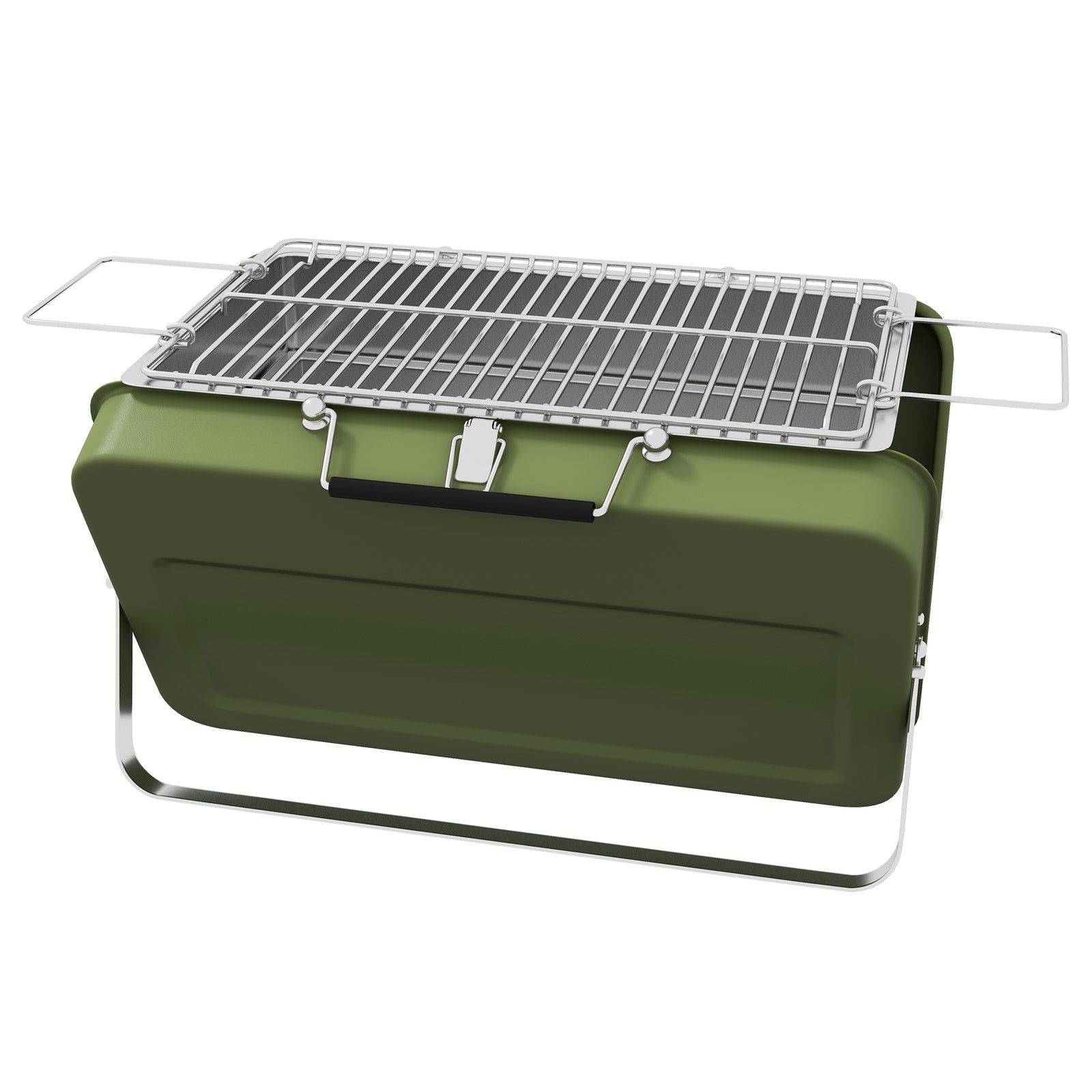 Charcoal Bbq, Portable Trolley, W/ Lid, Chimney
