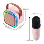 Portable Karaoke Speaker With Two Wireless Microphones And Rgb Lights | Pink