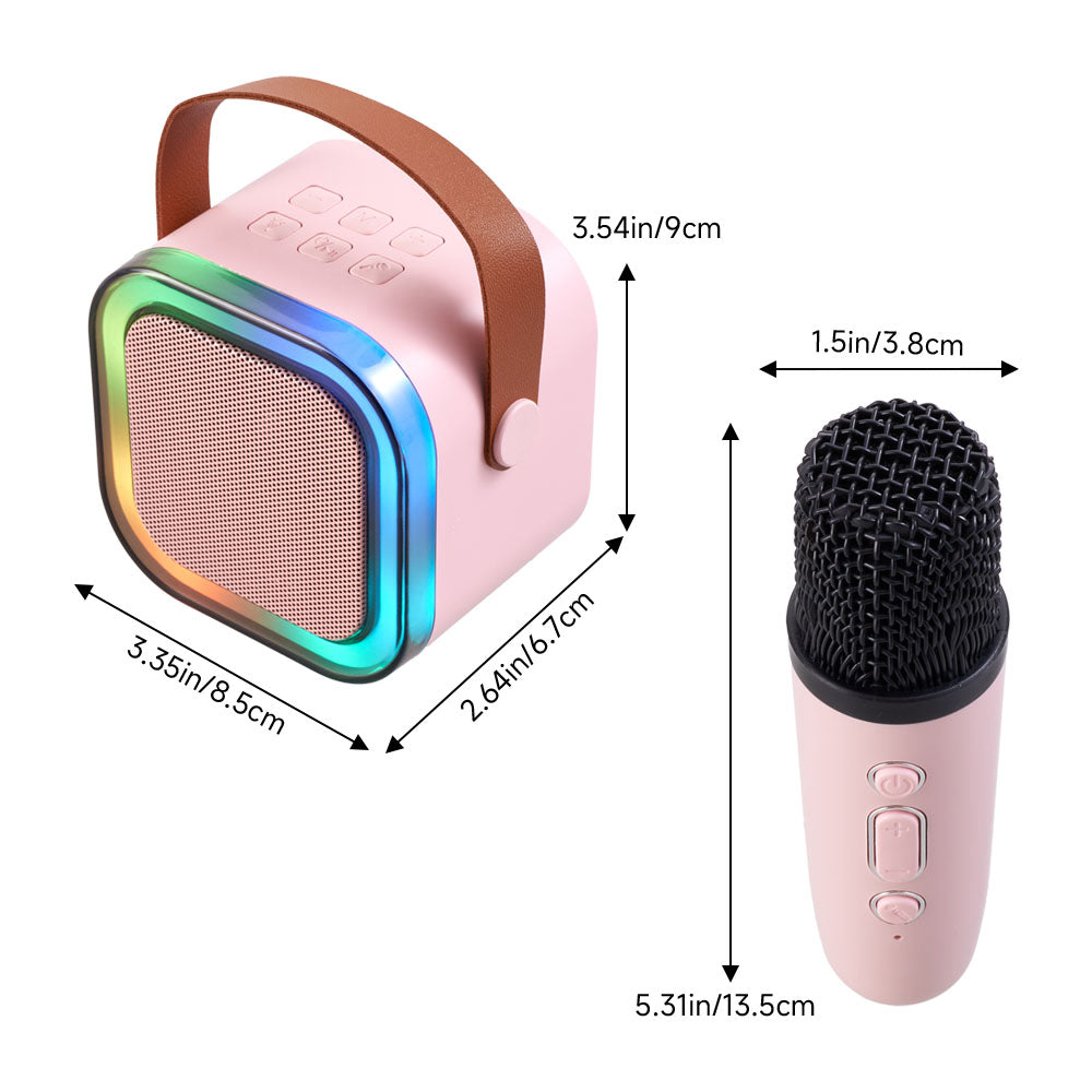 Portable Karaoke Speaker With Two Wireless Microphones And Rgb Lights | Pink