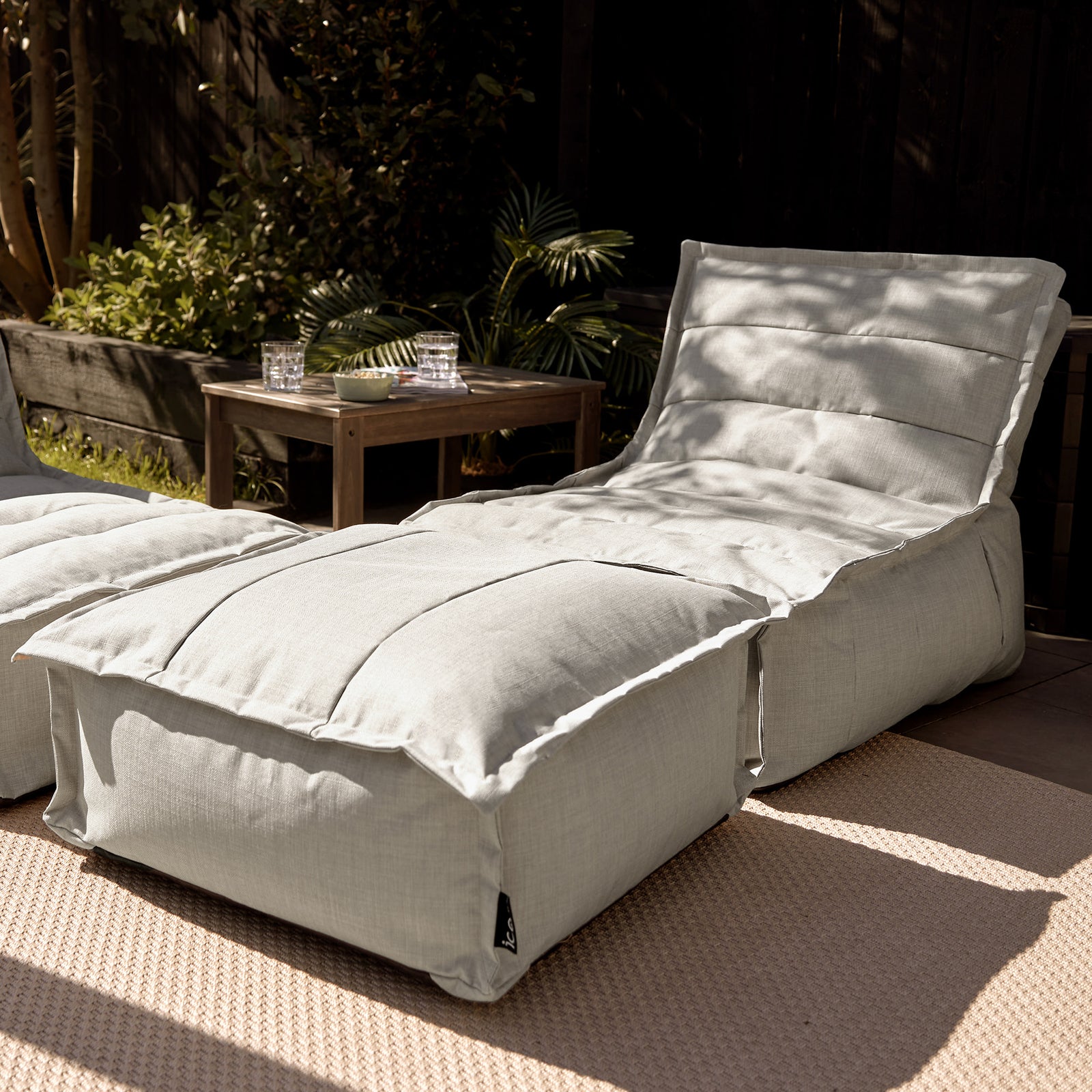 Dolce Indoor Outdoor Bean Bag Lounger And Footstool Grey Patio Chairs, Grey