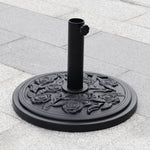 Vintage Cement Freestanding Parasol Base With Floral Pattern