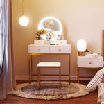 HOMCOM Dressing Table Set Vanity Desk With Led Mirror & Stool
