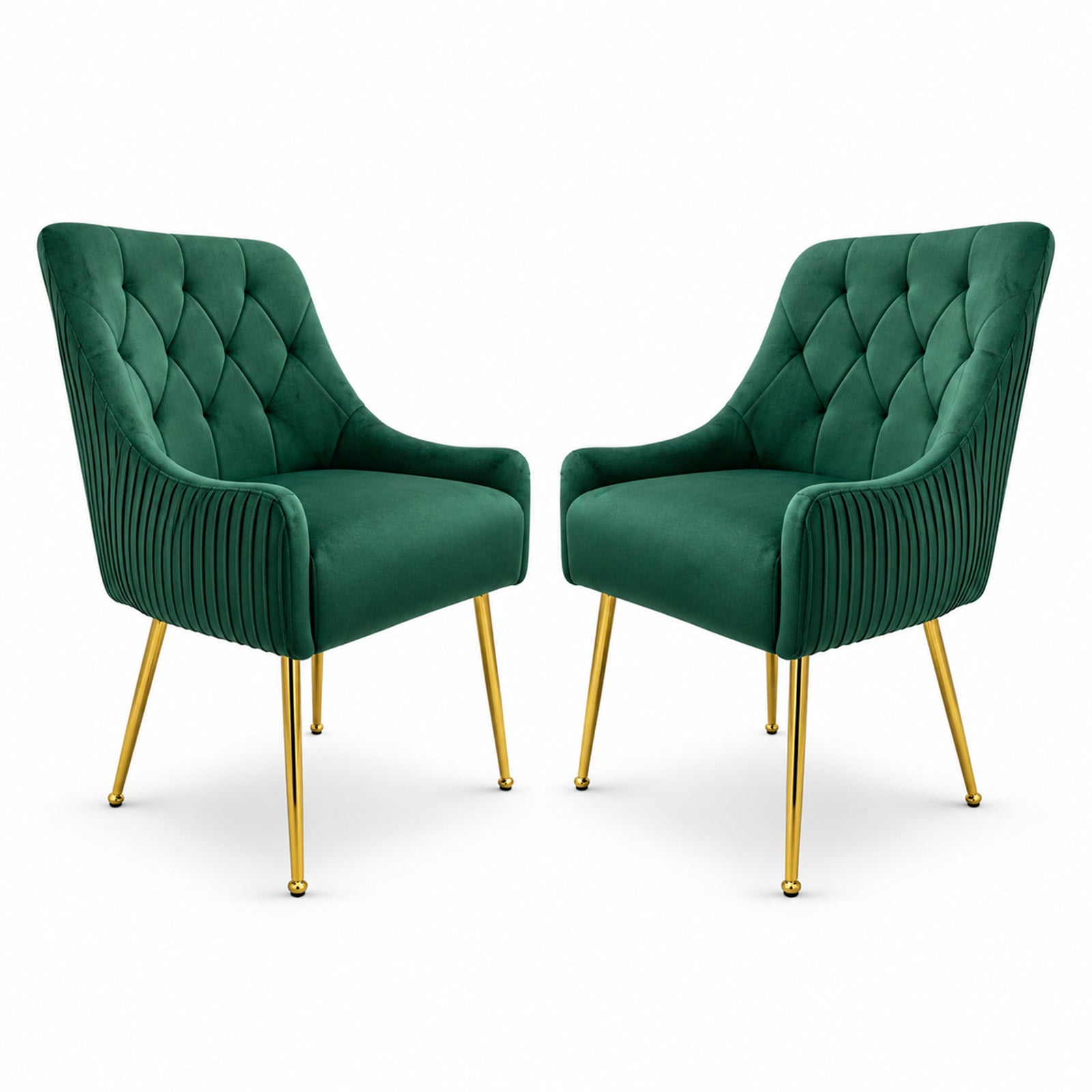 Dining Chairs Upholstered Tufted Velvet Kitchen Chairs | Set-of-2 | Green