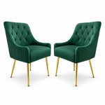 Dining Chairs Upholstered Tufted Velvet Kitchen Chairs | Set of 2 | Green