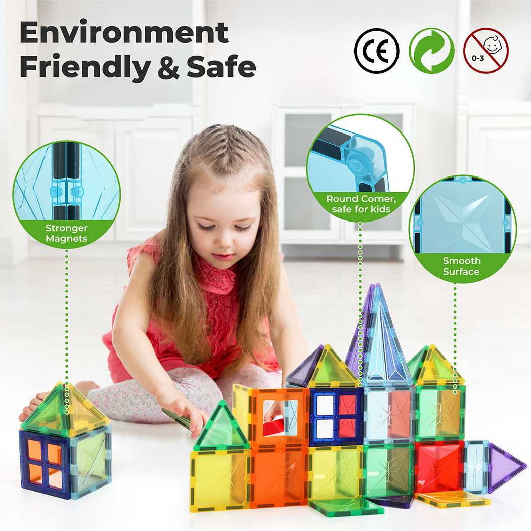 60pc Magnetic Building Blocks Set Stem Educational Toys For Kids Gifts | Multi Colour