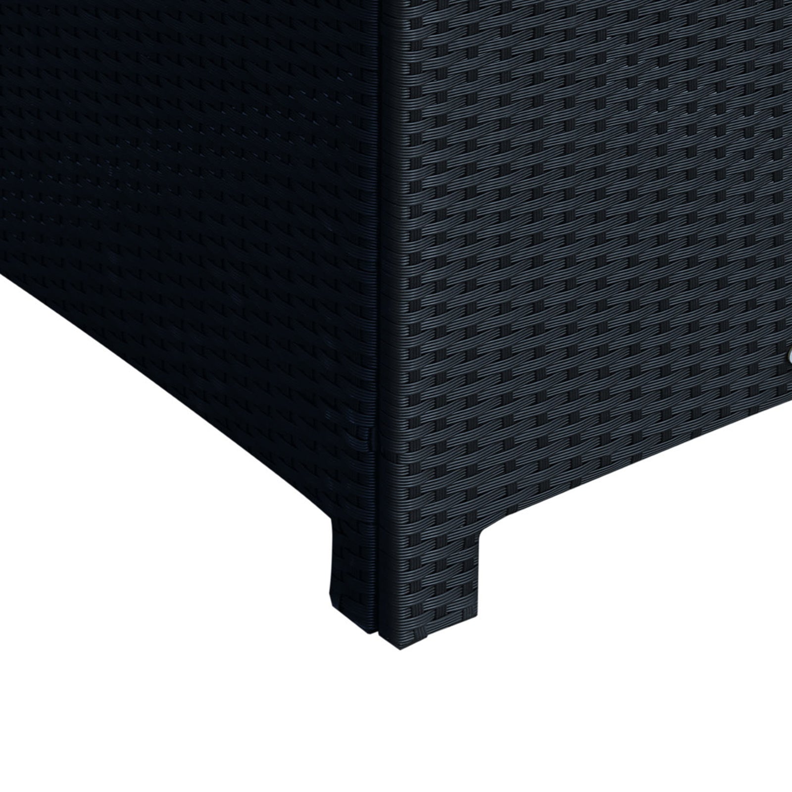 Rattan Garden Side Table Wicker Patio With Tempered Glass | Black