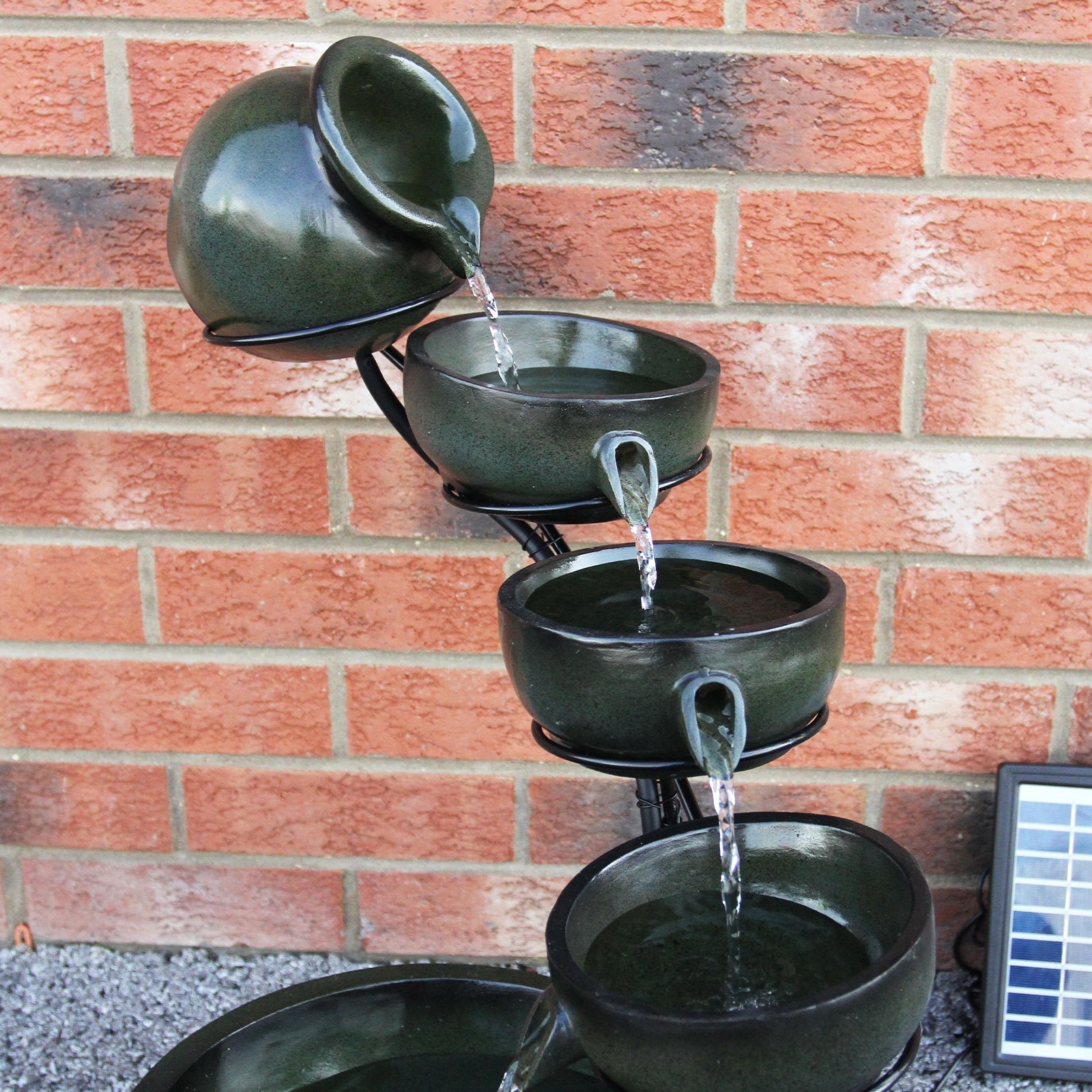 4 Tier Spilling Bowls Water Feature | Green