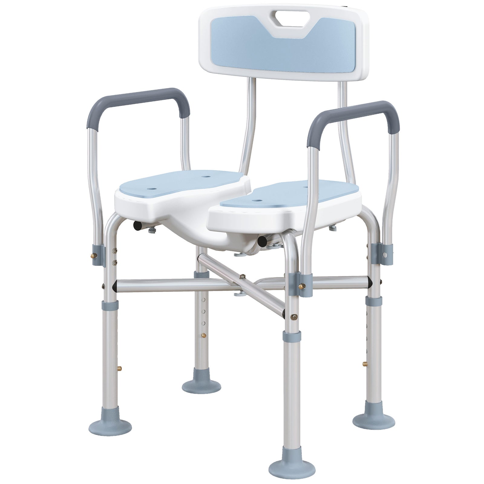 Padded Bath Chair With Slotted Seat And Adjustable Height | One Size | Blue