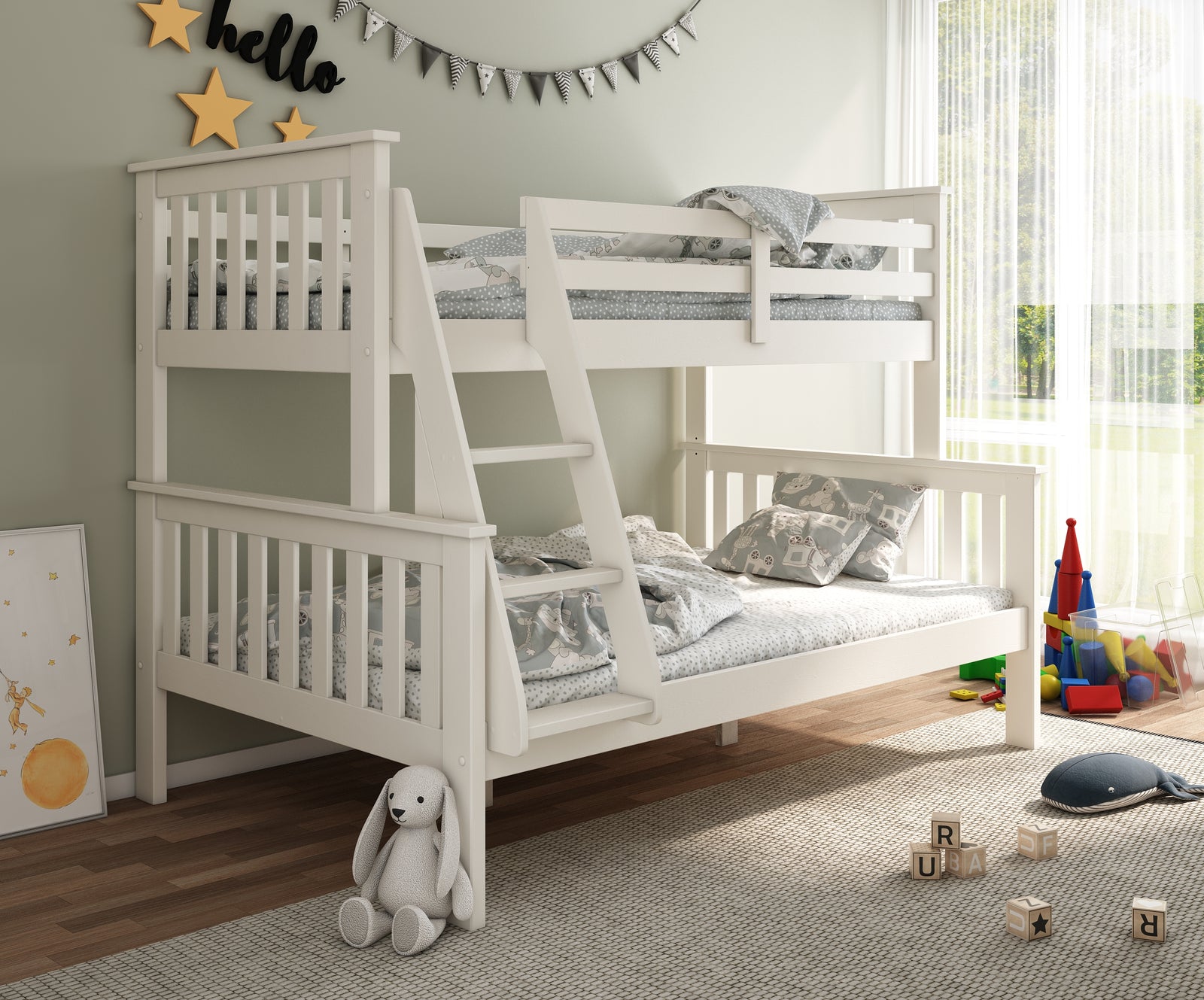 Carra Triple Sleeper Bunk Bed With Pocket Mattresses | Small Double | White