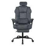 Ergonomic Office Chair Suede Fabric Wide Seat 155° Recline Footrest | Grey