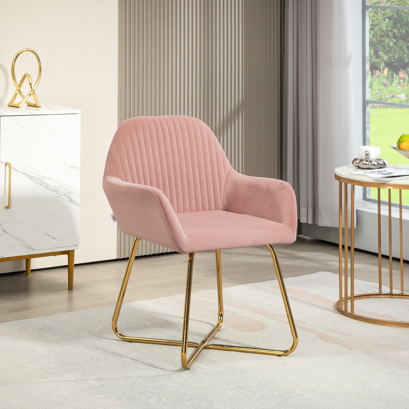 Accent Chair Velvet-feel Upholstered Lounge Armchair | One Size | Pink