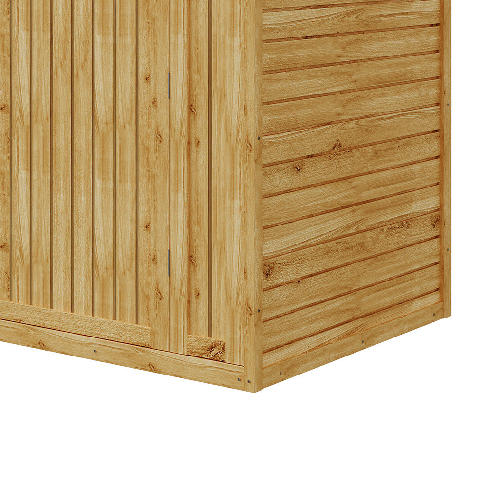 Outdoor Fir Wood Bicycle & Garden Shed – Sloped Asphalt Roof, Lockable Door, Natural Wood, Floor Included | Medium | Natural