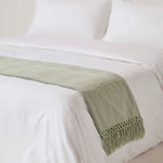 Kashi Cotton Throw With Tassels | 255cm x 360cm | Sage Green