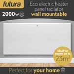 Electric Radiator Panel Heater Wall Mounted Or Floor Standing Bathroom Safe Timer And Thermostat Control | 2000w | White