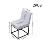 Set Of 2 Chenille Upholstered Dining Chairs With Black Metal Legs | Light Grey