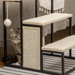 Cat Stairs W/ Sisal Scratching Board, Hanging Ball, Steel Frame - Cream
