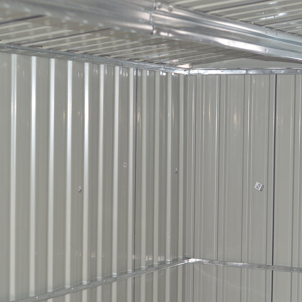 10.83  x 10.3 FT Waterproof Outdoor Metal Shed Garden Storage Tool Shed Apex Roof Double Door With Log Storage Store