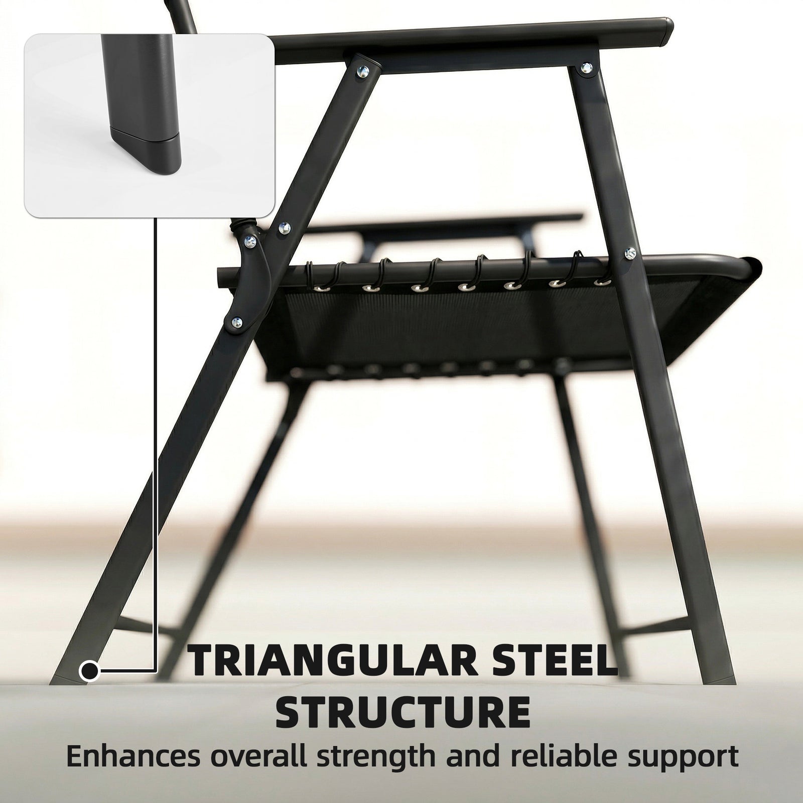 Folding Garden Chairs, Outdoor Chairs Set | Set-of-4 | Black
