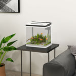 Aquarium 13/28l Glass Fish Tank W/ Filter, Led Lighting, Water Pump | White