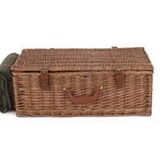 4 Person Green Tweed Fitted Picnic Wicker Basket