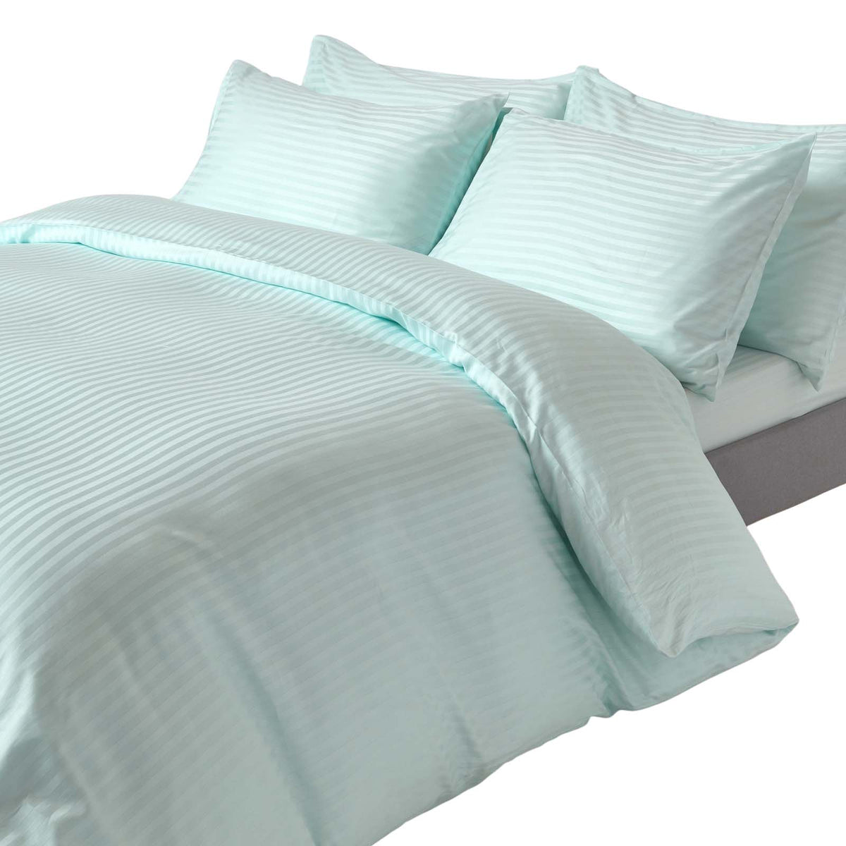 Egyptian Cotton Stripe Duvet Cover With Pillowcase, 330 Tc | Double | Blue