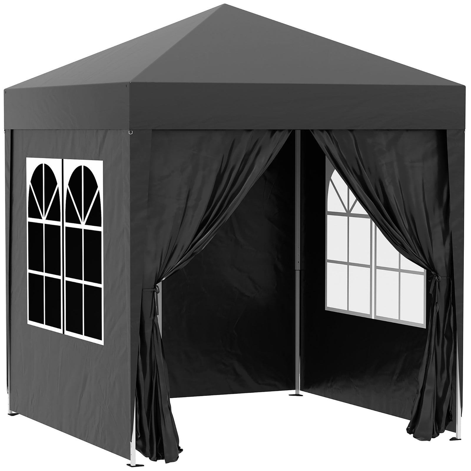 2mx2m Pop Up Gazebo Party Tent Canopy Marquee W/ Storage Bag | Black
