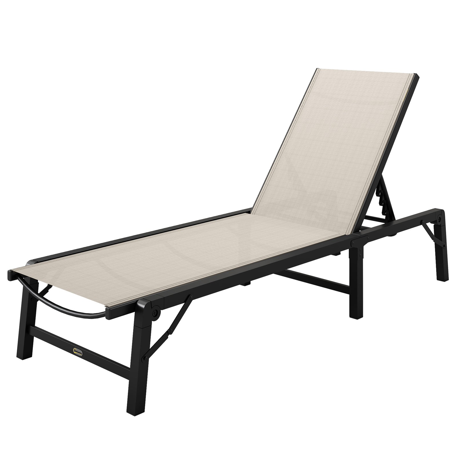 Folding Sun Lounger, 5-position Adjustable Sunbed | Khaki