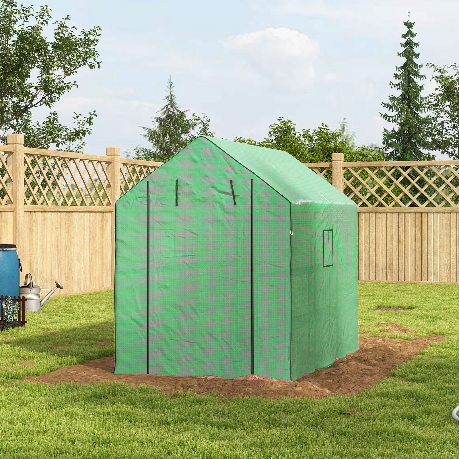 Walk-in Greenhouse W/ 3 Tier Shelves | Green