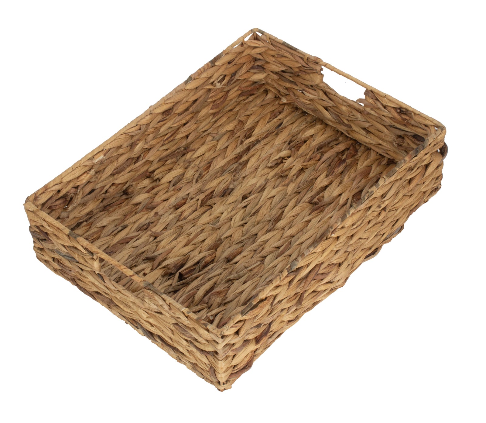 Water Hyacinth Shallow Rectangular Storage Basket | Large | Brown