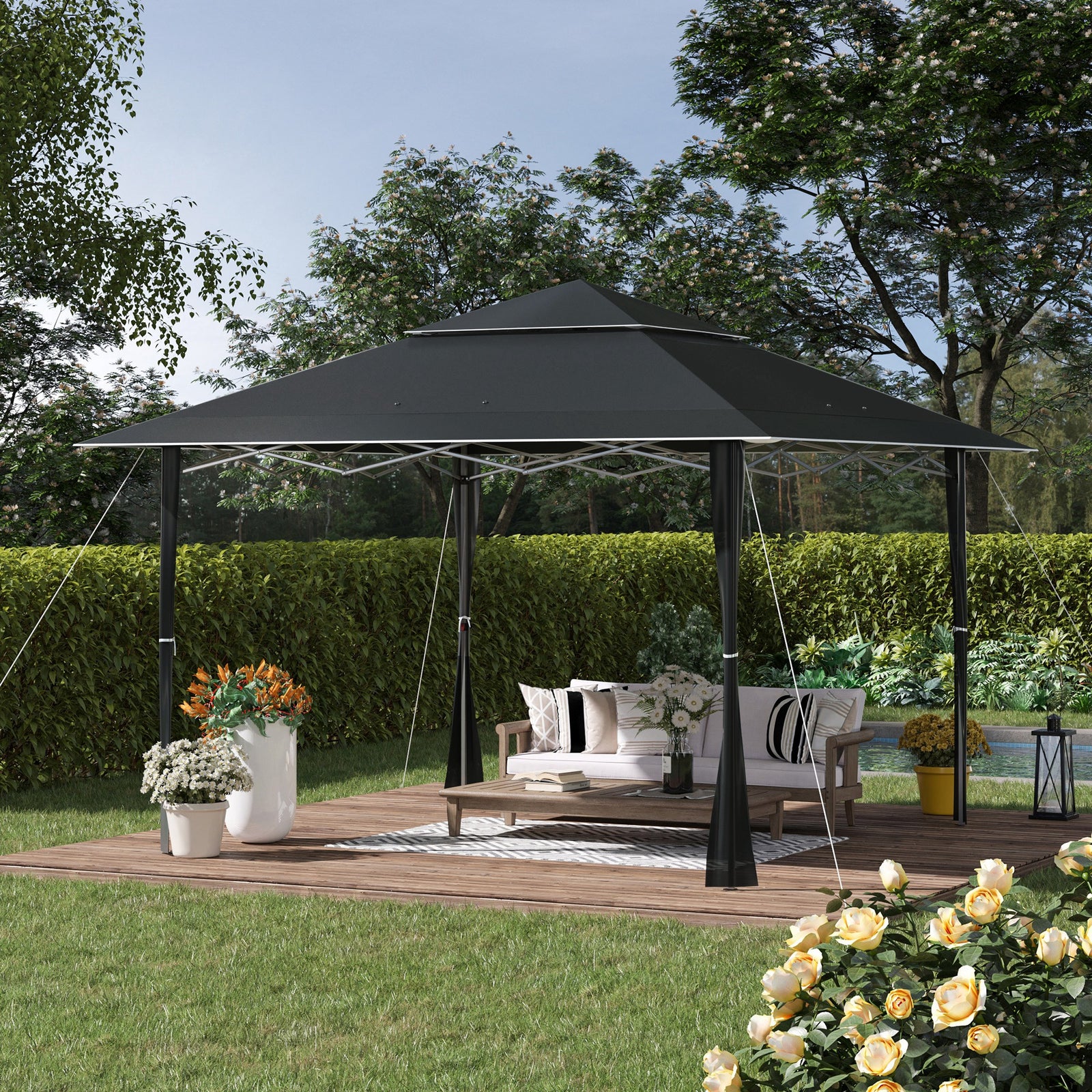 4 X 4m Outdoor Pop-up Canopy Tent Gazebo Adjustable Legs Bag | Dark Slate Gray