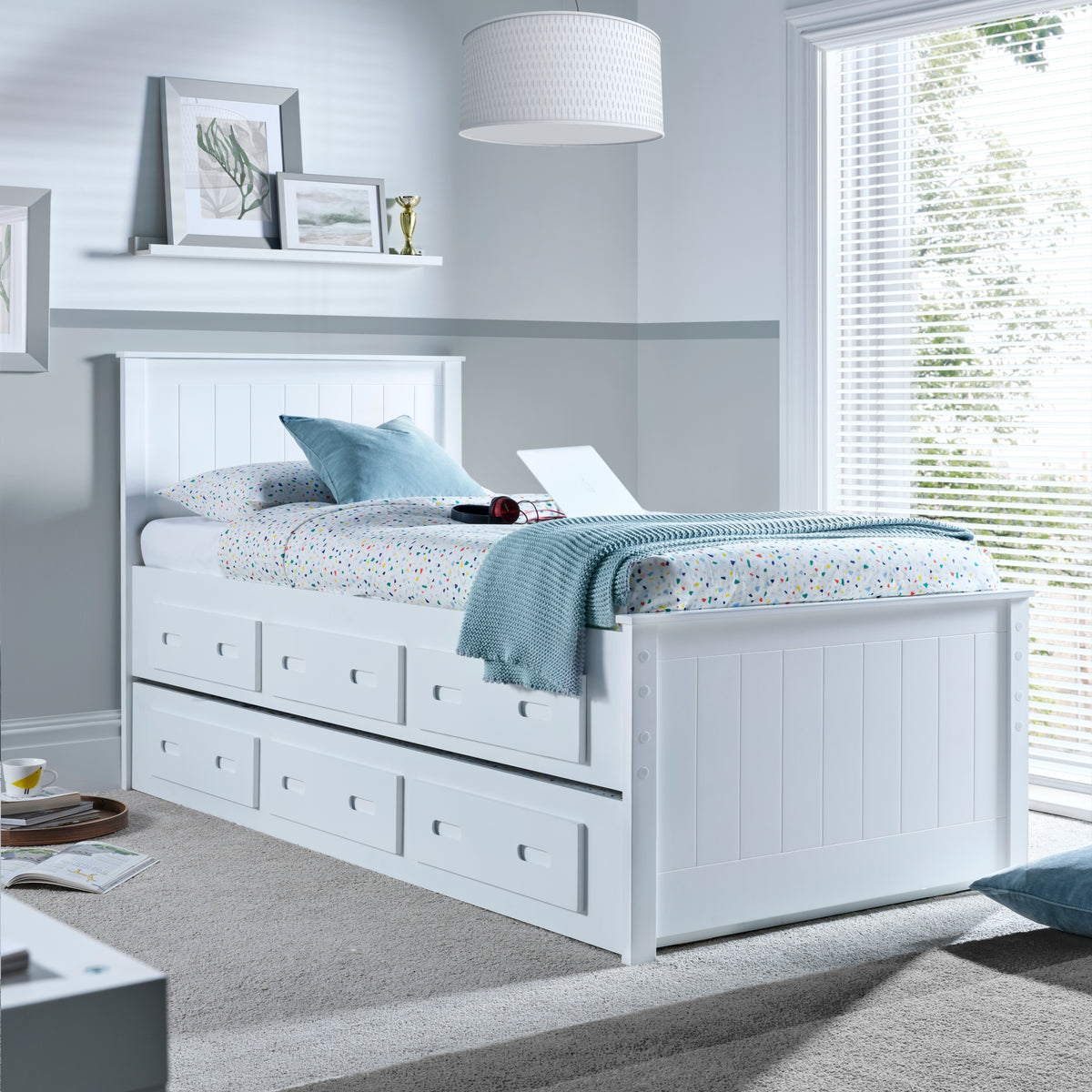 Bedmaster Zarra White 3 Drawer Storage Guest Bed With Spring Mattress