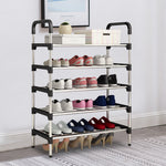 Multi Tiers Shoe Rack Organizer Stackable Space Saving Shoe Shelf | 5 | Black