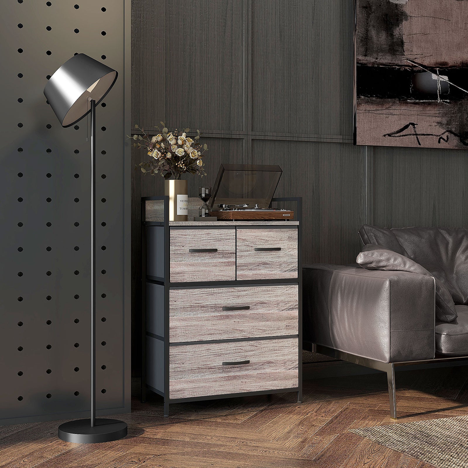 Bedroom Chest Of Drawers 4/5/6/7 Drawer Dresser W/ Shelf | Small | Gray