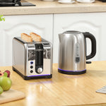 1.7l 3000w Rapid Boil Jug Kettle And 2-slice Toaster Set | Silver